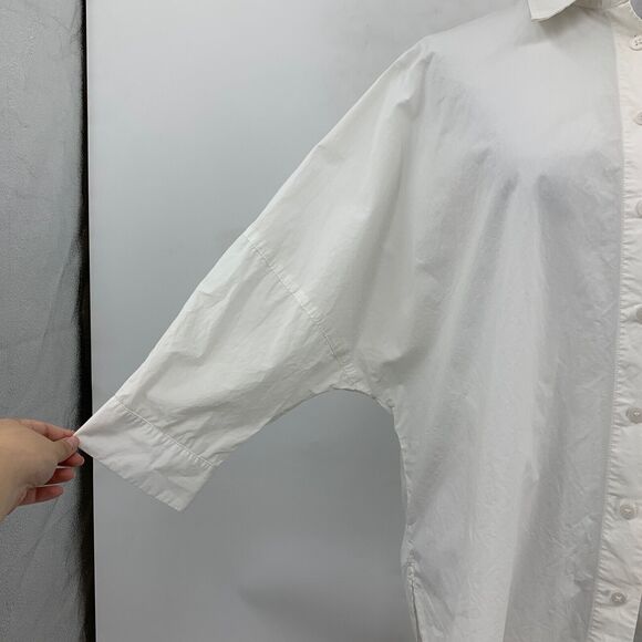 Athleta Shirt Womens XS Extra Small Ivory Button Front Quarter Sleeve Poplin - Picture 6 of 15